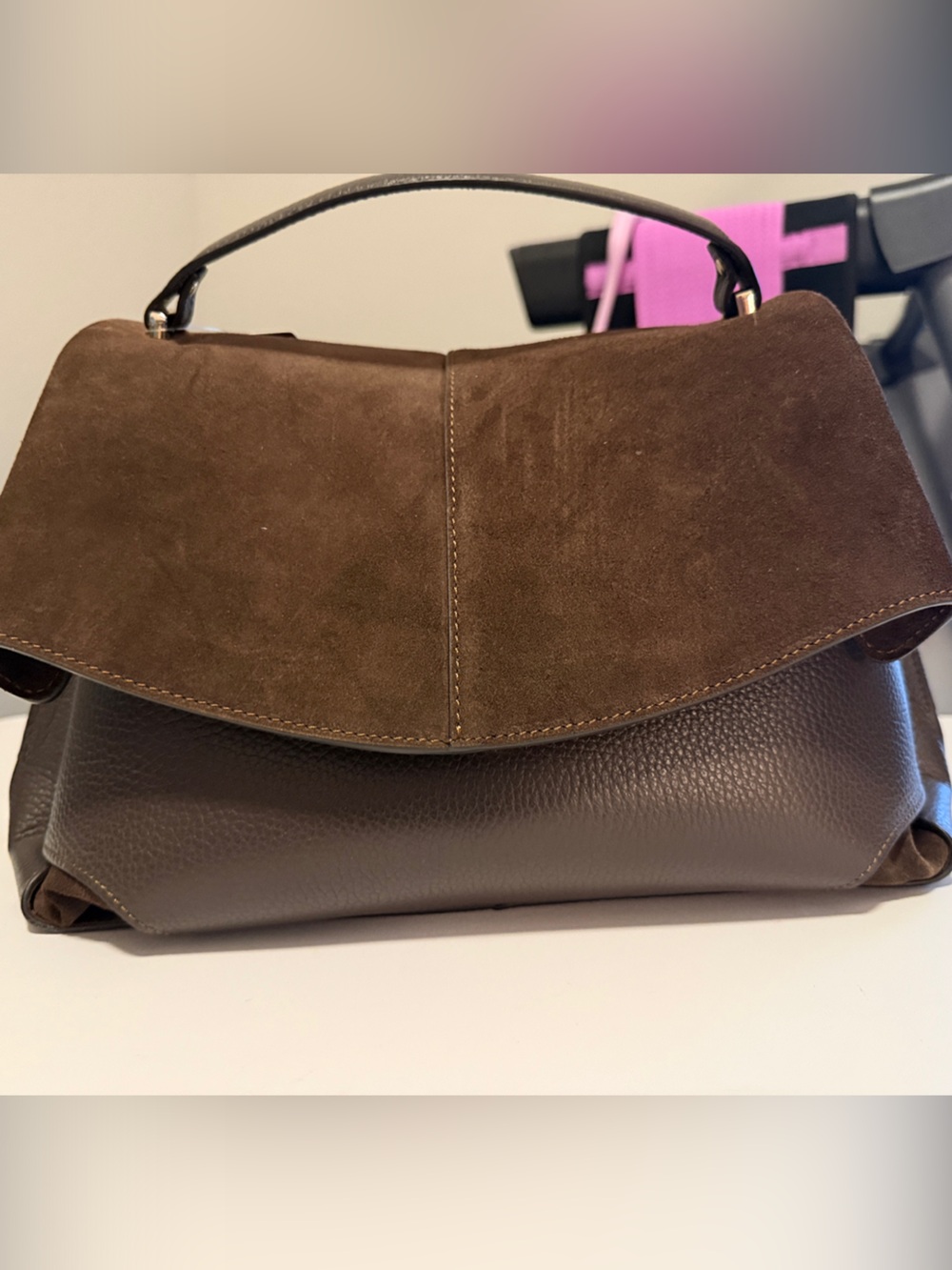 Structured Two-Tone Brown Women's Satchel
